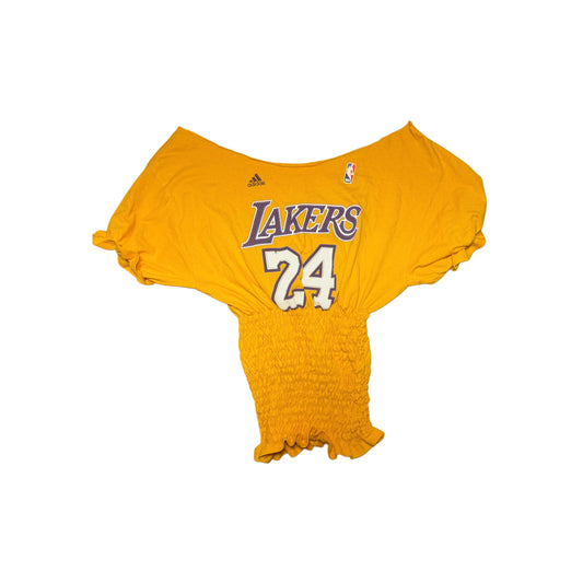 LAKERS OFF THE SHOULDER SHIRRED T- SHIRT (S)