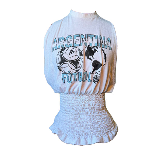 ARGENTINA FUTBOL HALTER SHIRRED TEE (S/M)