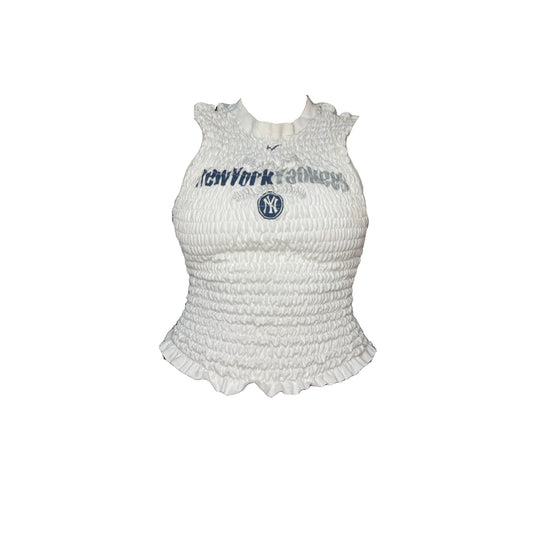 NY YANKEES SHIRRED TEE (S)