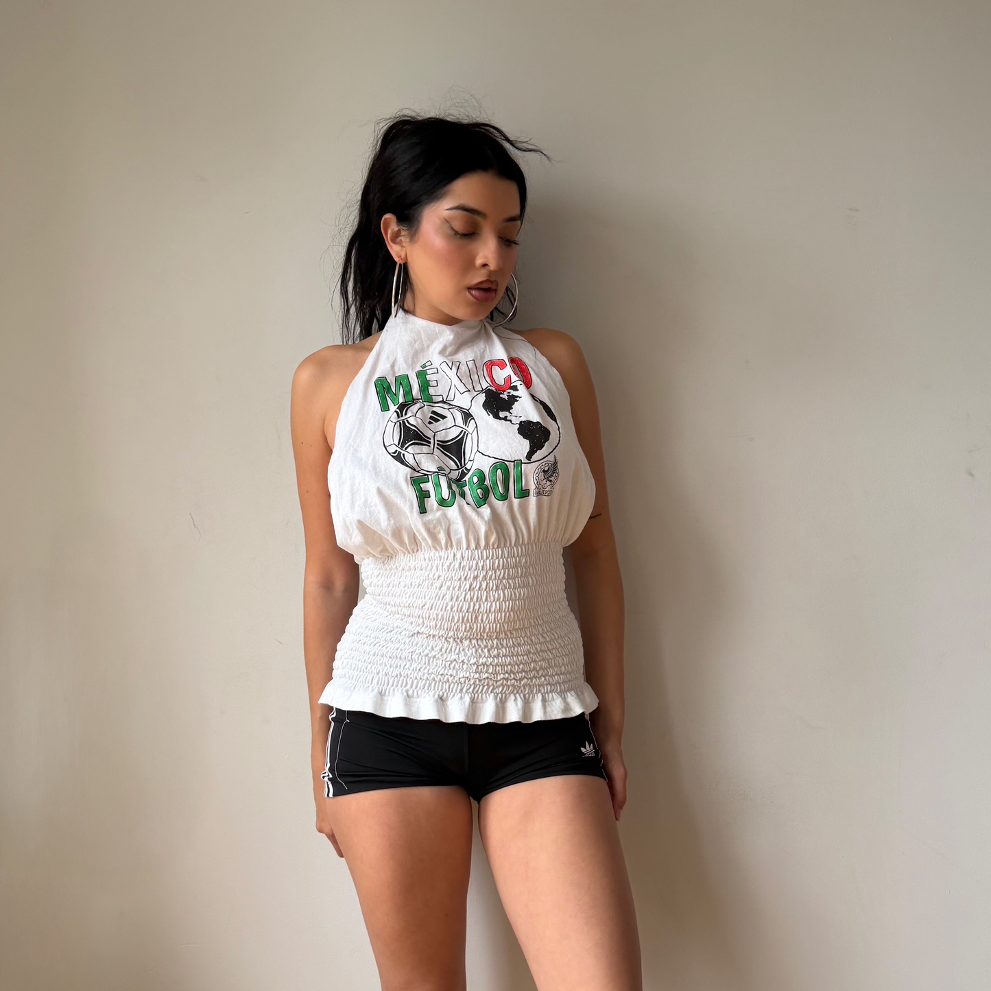 MEXICO FUTBOL HALTER SHIRRED TEE (S/M)