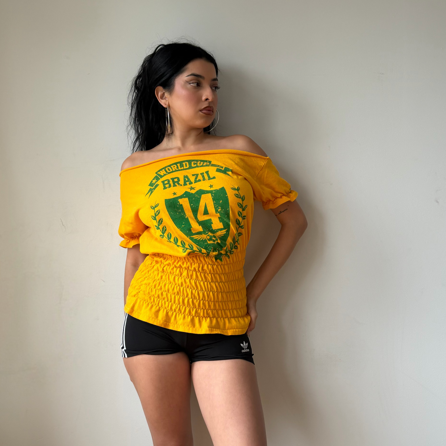 "BRAZIL" SHIRRED TEE (S/M)
