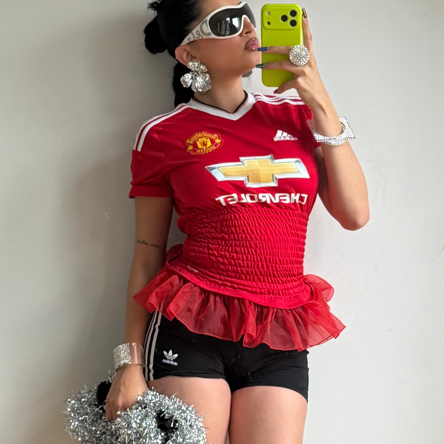 MANCHESTER UNITED SHIRRED JERSEY W TRIM (S)